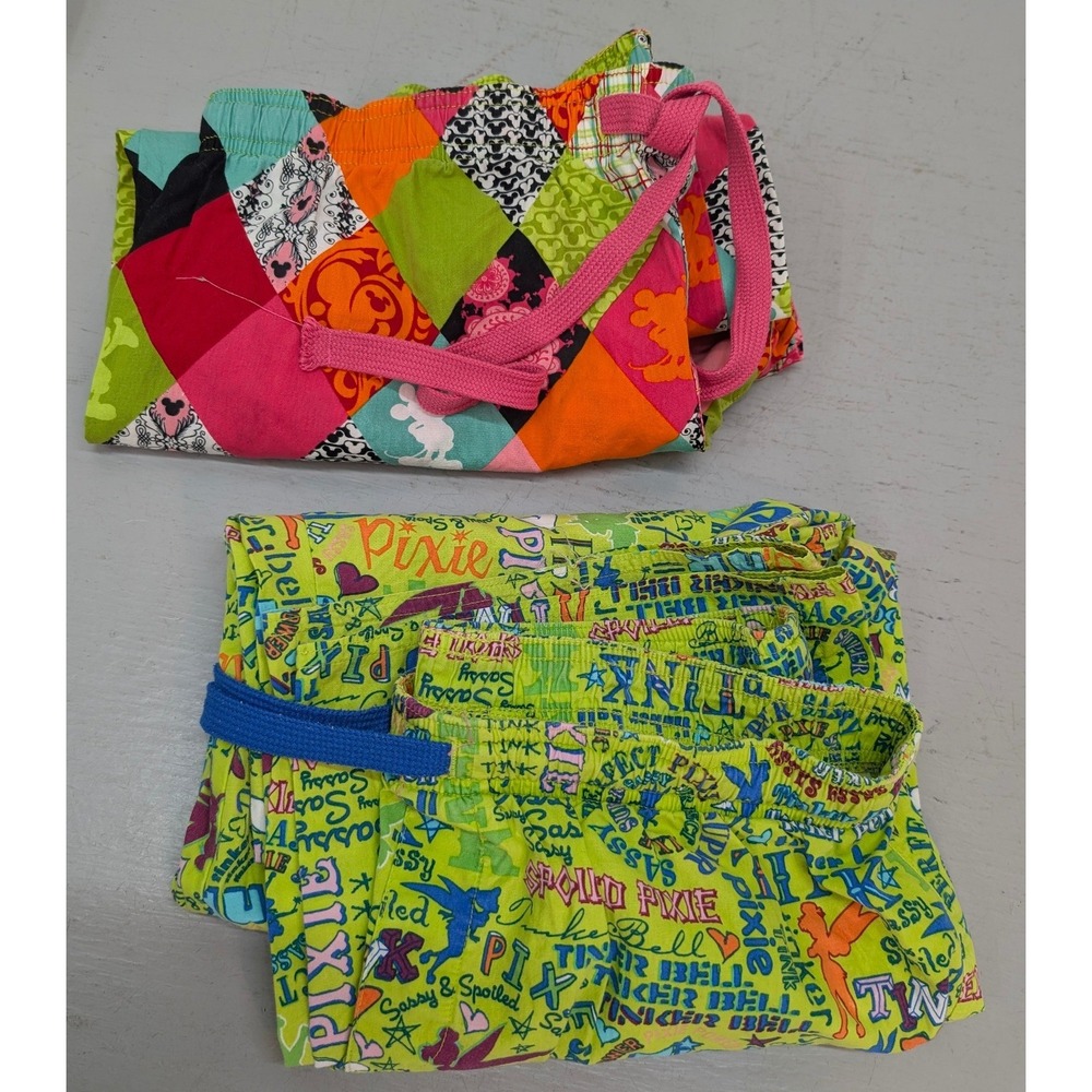 2pc Disney Parks Tinker Bell Pixie Power‎ Pajama Pants Mickey Mouse Small Lounge